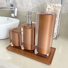 Kit de banheiro 3 peças + bandeja 14x28 em tampa de resina Cristal Marrom Claro com cromado