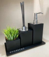 Kit lavabo 3 peças + bandeja 14x28 em resina Preto Fosco com Cromado
