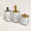 kit de banheiro 3 peças em resina Valência cristal pérola com dourado fosco