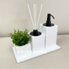 Kit lavabo 3 peças + bandeja 14x28 em resina Branco com preto fosco