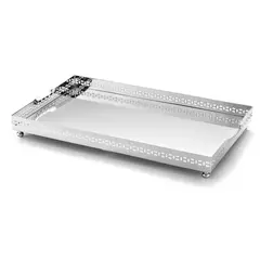 Bandeja Retangular Mirror Cross Grande Prata 65x40cm - St James