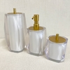 kit de banheiro 3 peças em resina Valência cristal pérola com dourado fosco