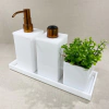 Kit 3 peças + bandeja 9x26 Branco com Red Gold