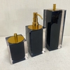 kit de banheiro 3 peças em resina cristal preto com dourado