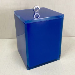 Lixeira cristal azul escuro com cromado