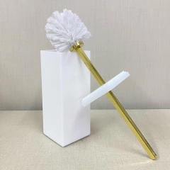 Porta escova sanitária branca com dourado - comprar online