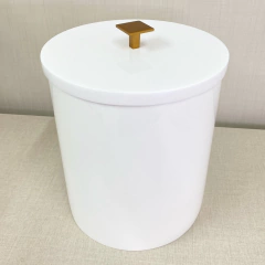 Lixeira redonda Branco com gold Matte