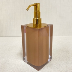 Saboneteira em resina cristal marrom claro com dourado
