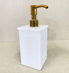 Saboneteira branca com dourado