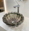 Cuba de Murano com pó de ouro 24k Borda grafite - 33cm