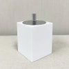 Porta algodão/cotonete em resina Branco com cromado