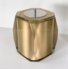 Lixeira valência cristal new gold com cromado