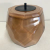 lixeira lapidada cristal marrom claro com preto fosco