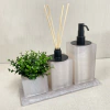 kit lavabo 3 peças + bandeja 14x28 em resina perolado com preto fosco