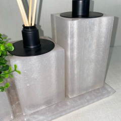 kit lavabo 3 peças + bandeja 14x28 em resina perolado com preto fosco - comprar online