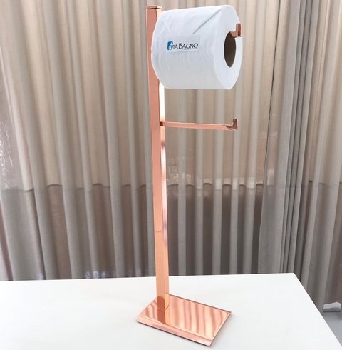 Papeleira de chão Rose Gold com reserva horizontal