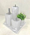 kit de banheiro 4 peças + bandeja 24X24 em resina madrepérola com cromado