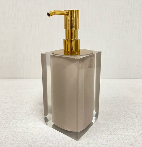 Saboneteira em resina cristal cappuccino com dourado