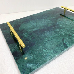 Bandeja Mármore Verde com dourado