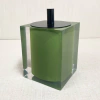 Porta cotonete/algodão em resina cristal verde musgo com preto fosco