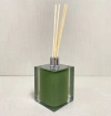 porta difusor em resina cristal verde musgo com cromado