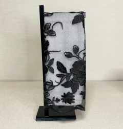 Toalha renda luxo flor 3D preta