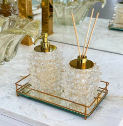 Conjunto 2 peças Saboneteira e Difusor murano cristal com dourado com pó de ouro 24k com dourado - comprar online
