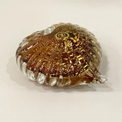 Coração Murano âmbar com pó de ouro 24k