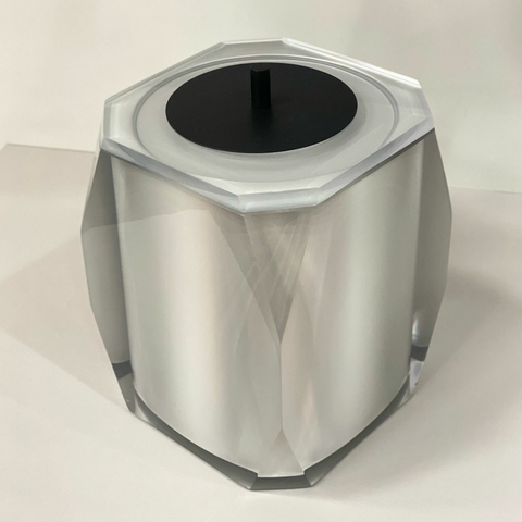 Lixeira valência cristal pérola com preto fosco