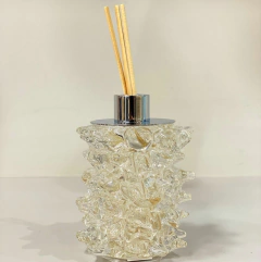 Porta difusor murano cristal com pó de ouro 24k com cromado