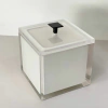Lixeira de Bancada cristal pérola com Preto Fosco