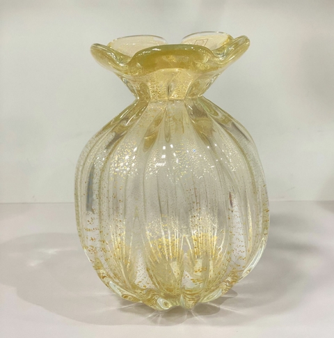 Murano trouxinha G cristal com pó de ouro 24k