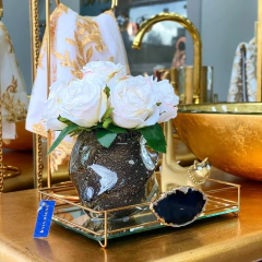 Vaso Murano Cachepô preto com pó de ouro 24k na internet