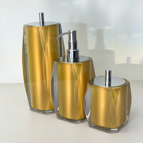 kit 3 peças Valência cristal dourado com cromado