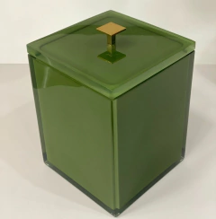Lixeira em resina cristal verde musgo com dourado