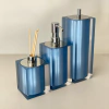 Kit de banheiro 3 peças em resina cristal azul celeste com cromado