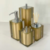 Kit de banheiro 4 peças em resina cristal new gold com cromado