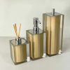 Kit de banheiro 3 peças em resina cristal new gold com cromado