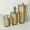 Kit de banheiro 3 peças em resina cristal new gold com cromado