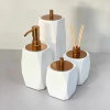 kit de banheiro 4 peças em resina Valência branco com red gold