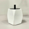 Porta cotonete/algodão valência em resina branco com preto fosco
