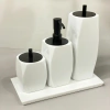 kit de banheiro 3 peças + bandeja 14x28 em resina Valência branco com preto fosco