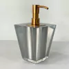 saboneteira torre em resina cristal prata com red gold