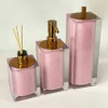 Kit de banheiro 3 peças em resina cristal rosa chá com red gold