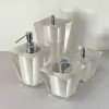 Kit de banheiro 4 peças em resina Torre cristal pérola com cromado