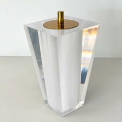 porta escova de dentes torre em resina cristal com rose gold