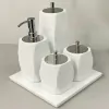 kit de banheiro 4 peças + bandeja 24x24 em resina Valência branco com cromado