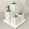 kit de banheiro 4 peças em resina + bandeja 24x24 Valência branco com cromado
