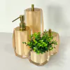 kit de banheiro 4 peças em resina Valência cristal champagne com dourado