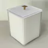 Lixeira Cristal branco fosco com dourada fosco